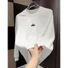 2025 Nueva Camiseta de Terciopelo para Hombre de Otoño e Invierno Casual de Manga Larga con Empalme Moda Sudadera de Cuello Redondo Versátil Top Básico