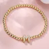 Pulsera Rongxing Transfronteriza de Zirconio Completo con 26 Letras Inglesas, Globo Burbuja, DIY, Pulsera Elástica de Cuentas de Cobre