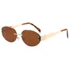Gafas de Sol Ovaladas de Moda Estilo Nuevo, Gafas de Sol Personalizadas para Mujer, Gafas de Sol Sin Marco de Gama Alta, Transfronterizo