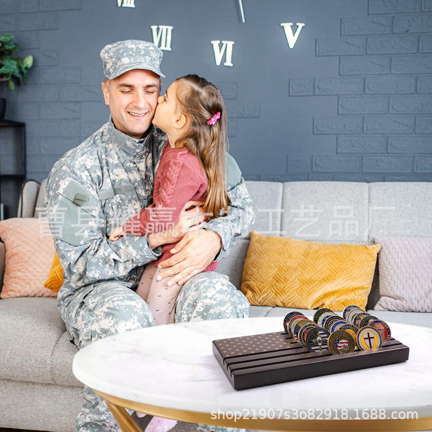 木质纪念币展示架桌面摆台式勋章收纳架简易硬币收藏架多层置物架