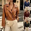 2026 Amazon Estación Independiente Europea y Americana Nuevo Estilo de Moda Chaqueta de Cuero de Manga Larga con Solapa