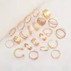 Conjunto de anéis abertos com múltiplas articulações, best-seller transfronteiriço, 22 peças, anel de amor, design feminino, anel de borboleta de nicho
