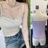 Camisole Sexy Plissada Estilo Puro Desejo para Mulheres com Bojos para Roupa Íntima e Roupa Externa com Lindo Top Básico Sexy nas Costas