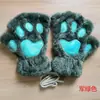 Luvas de Garra de Gato Pelúcia Meio Dedo Patas de Urso Luvas Sem Dedos Fofas Femininas Veludo Grosso Luvas de Gola Cartoon Luvas Quentes