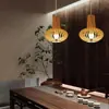 Luminária de cabeceira para quarto em estilo japonês wabi-sabi, luminária de parede com fundo de arte em madeira para sala de estar, popular em hospedagens online, luminária pendente de abóbora simples e única
