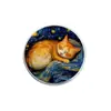 Van Gogh Noite Estrelada Gato Laranja Dormindo Emblema Estilo Pintura a Óleo Retrô Broche de Gato Broche Decorativo para Mochila Roupas