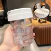 Vaso de agua pequeño y pequeño para niñas, vaso de color alto con tubo de pajita, vaso de plástico transparente portátil y sencillo para estudiantes de verano.