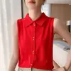 Nuevo Tejido de Punto sin Mangas para Mujer Primavera y Otoño, Chaleco Elegante Versátil con Cuello, Diseñado para Usar en Capas como una Camisa POLO