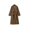 [Shengdu] Invierno Nuevo Estilo Japonés Estilo Casual Lana Pesada Patrón Espiga Maillard Solapa Grande Abrigo para Mujer