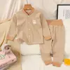 Conjunto Cálido de Cintura Alta para Bebé Ropa Infantil Estilo Coreano Ropa para Bebés y Niños Pequeños Conjunto de Dos Piezas Niños Niñas Primavera Otoño Nuevo Estilo