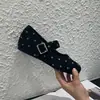 Primer Encuentro Ji Zapatos Mary Jane de Lunares Retro para Mujer 2026 Otoño Nuevo Hebilla Única Punta Cuadrada Fondo Plano Suela Suave Versátil Lana
