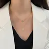 Nuevo Collar de Palma de Plata de Ley S925 para Mujer, Collar Ojo del Diablo, Cadena Doble para Clavícula, Envío Directo de Fábrica