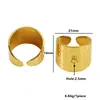 Anillo Abierto de Acero Inoxidable Chapado en Oro de 18K, Anillo Ajustable Martillado/Hueco con Colgante, Accesorios para Anillos DIY