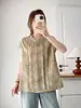 Ropa de Verano 2026 Estilo Japonés Mori Girl Cardigan Holgado para Mujer sin Mangas Plisado con Estampado Camisa Top de Manga Corta