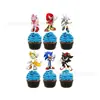 Cartão de Bolo Ouriço Sonic Desenho Animado Transfronteiriço Inserção de Palito Decoração de Festa de Aniversário Infantil