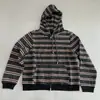 Cárdigan con capucha a rayas de estilo retro y relajado para mujer, nueva colección otoño/invierno, grueso, casual, de corte holgado, versátil y con cremallera