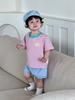 Camiseta Infantil de Verão Listrada de Manga Curta Conjunto Shorts Jeans Meninos Novo Estilo Coreano Roupas Infantis Roupas de Bebê Fino