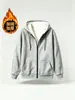 Nova blusa de moletom com capuz e forro de fleece espesso para outono e inverno, peça com zíper, jaqueta de gola alta, roupa esportiva casual para exportação