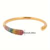 Pulseira Aberta de Aço Titânio Diamante Colorido Europeu e Americano Transfronteiriço Design de Nicho Personalizado Incrustada com Contas Ajustável Não Desbota Joia 316L
