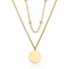 Collar de Moneda Francesa Reina para Mujer Colgante de Alta Gama Chapado en Oro de 18K Collar Redondo de Acero de Titanio de Marca Venta al por Mayor Elegante y Exquisito