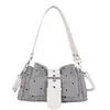 Bolsa Boston com estampa de coração para outono e inverno para mulheres, novo estilo 202, design retrô color-block, bolsa de ombro/transversal de grande capacidade
