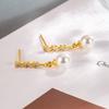 Pendientes de Perla Diamante de Tres Granos para Mujer Rai Diamante Perla Elegante Lujo Ligero Alta Calidad Diseño de Nicho Pendientes de Circonita Microincrustados para Mujer