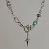 Diseño de Nicho de Espinas Cruz de Piedra Lunar Dulce Cool Acero de Titanio Cadena Clavícula Mujeres Hip Hop Estilo Frío Collar de Moda