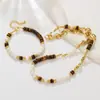 2025 Nuevo Collar Pulsera de Perlas de Agua Dulce Cadena de Suéter de Piedra Ojo de Tigre Maillard Diseño de Alta Gama
