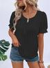 Camiseta Nueva de Cuello en V con Mangas Abullonadas y Estampado Jacquard, Top Casual Holgado de Manga Corta para Mujer, Amazon Transfronterizo Europeo y Americano, Nueva Colección Primavera/Verano 2026