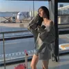 Sudadera Simple Elegante de Hombro Caído Estilo Coreano para Mujer Primavera y Otoño Nuevo Estilo Estilo Perezoso Aspecto Adelgazante Holgada Versátil Top para Hombre Ins