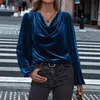 2025 Nuevo Otoño e Invierno Ropa de Mujer Transfronteriza Amazon Wish Europeo y Americano Terciopelo Coreano Cuello de Pelo Tops de Manga Larga para Mujer