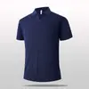 2025 Nueva Camiseta de Manga Corta con Cuello Retro Estilo Old Money Tejida de Manga Corta para Hombre Top de Alta Gama Estilo Americano para Verano