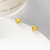 Pendientes de Corazón con Diamante Amarillo Elegantes de Plata de Ley S925 Nalan Estilo Ins Exquisitos y Simples Diseño de Nicho M01584