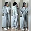 Conjunto Esportivo Casual Kz Primavera e Outono Estilo Coreano Estudante Moletom com Capuz Solto e Calça Jogger Conjunto de Duas Peças Inverno