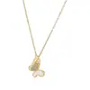 Corrente Elegante para Clavícula Banhada a Ouro Real com Zircônias Microcravejadas Design de Nicho Feminino Colar de Concha Borboleta Corrente Exquisita para Suéter