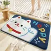 Alfombras absorbentes populares y adorables para baño, alfombras de dibujos animados para uso doméstico, adecuadas para baños, dormitorios y inodoros, con una textura de cachemira sintética