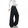 Calça de moletom cinza xadrez estilo americano com bainha curva para homens, calça esportiva reta versátil vintage de outono, calça casual comprida