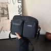 Bolsa Transversal Quadrada Pequena Preta Simples com Vários Bolsos Armazenamento Compartimentado Prática Sem Complicações Para o Dia a Dia Trabalho Compras Bolsa de Ombro Único