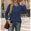Camiseta tejida de Amazon transfronteriza europea y americana para mujer, nuevo top de manga larga casual holgado con bloques de color para otoño e invierno 2026