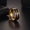 Joyería de Moda Popular Estilo Ins Japonés y Coreano Transfronterizo Acero de Titanio Gama Alta Dos Líneas Vinilo Sin Desvanecimiento Anillo de Pareja