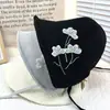 Nuevo Sombrero de Sol de Verano para Mujer Calidad Sombrero de Punto Dividido Patrón Bordado Lazo Sombrero de Pescador Sombrero de Cubo Sombrero de Playa
