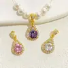 Nuevos Accesorios de Colgante de Gota de Agua Incrustados con Circonita Hechos a Mano DIY Accesorios de Cadena para Clavícula Colgante de Moda Versátil Joyería de Lujo Ligero Venta al por Mayor