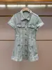 [En Stock] Ropa de Mujer de Alta Gama Personalizable de Shenzhen Nanyou, Vestido de Mezclilla de Manga Corta Moda Madura Estilo Francés de Verano con Pedrería