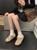 Zapatos tipo Birkenstock con Suela Gruesa, que Aumentan la Altura, Forro de Felpa, Estilo Coreano para Mujer, Novedad Otoño e Invierno 2026, Nicho, con Cordones, Suaves, Versátiles, Zapatos de Algodón Peludos