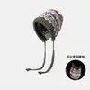 Gorro Fair Isle para Mujer, Otoño e Invierno, Felpa Engrosada, Protección Cálida para las Orejas, Adelgazante Facial, Gorro de Lana Tejido Pequeño a Prueba de Frío, Gorro de Orejeras