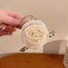 Pin de rosa de organza dulce belleza pinza para el pelo de la parte trasera de la cabeza pinza para el pelo de media coleta pinza para coleta de flor de malla accesorios para el cabello