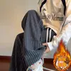 Pantalones deportivos casuales para hombre con forro de polar de pata de gallo, de punto a rayas de estilo americano de moda para otoño e invierno, sueltos, de pierna recta, joggers