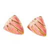 Nuevos Pendientes Triangulares Estilo Francés con Diseño de Goteo de Aceite, Pendientes de Acero Inoxidable Oro 18K, Accesorios de Pendientes Exquisitos de Gama Alta de Nicho