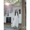 Tiro real~2026 Otoño Nuevo Estilo Bai Ri Shu Man Botón de Madera Vestido Plisado Casual para Mujer Falda Larga