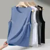 Chaleco sin mangas de cuello redondo para hombre, Chaleco de seda helada para correr en verano, Chaleco deportivo con sensación de hielo, Camiseta sin mangas de secado rápido